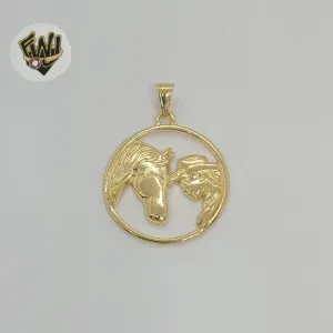 (1-2376-1) Gold Laminate - Horse Medal Pendant - BGF