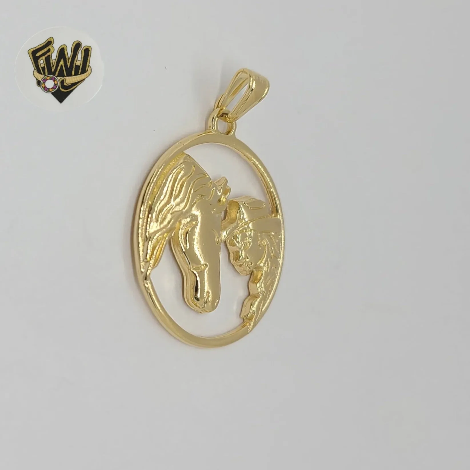 (1-2376-1) Gold Laminate - Horse Medal Pendant - BGF