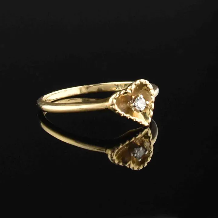 14k Gold Vermeil Heart Shaped Solitaire Engagement Ring