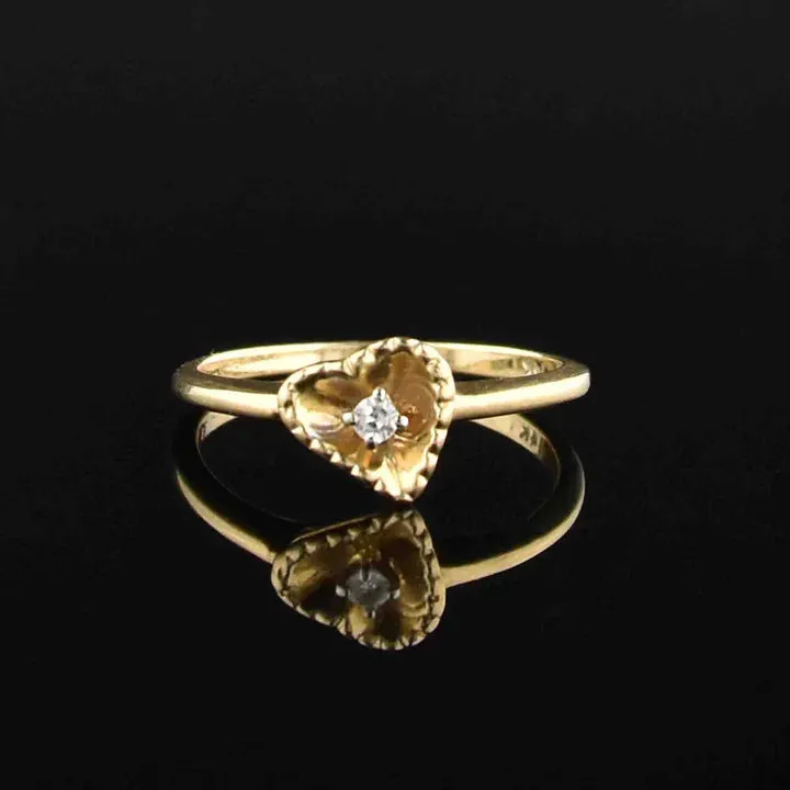 14k Gold Vermeil Heart Shaped Solitaire Engagement Ring