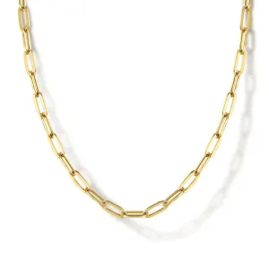 14K Yellow Gold 32" Hollow Paperclip Chain Necklace - NK6768H-32Y4JJJ