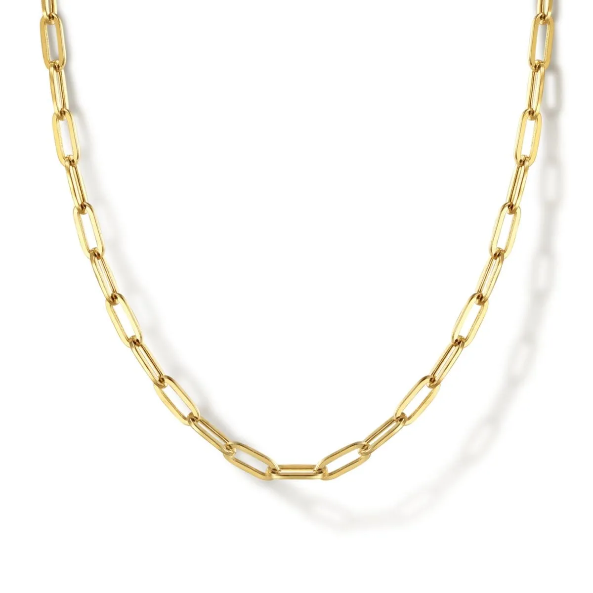 14K Yellow Gold 32" Hollow Paperclip Chain Necklace - NK6768H-32Y4JJJ