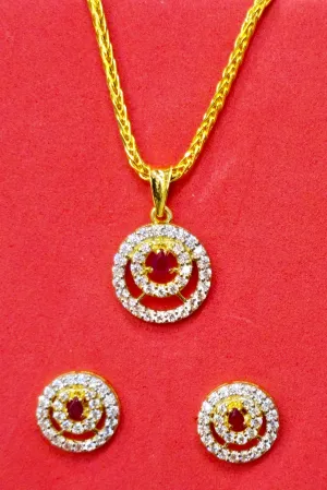22 KT Gold Designer Ruby Pendant Set (D58)