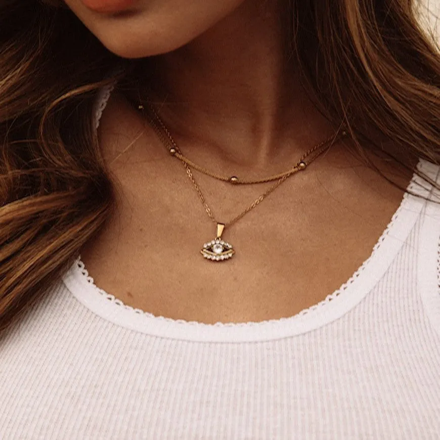 925 Sterling Silver Minimalist Eye Geometric Silver Necklaces