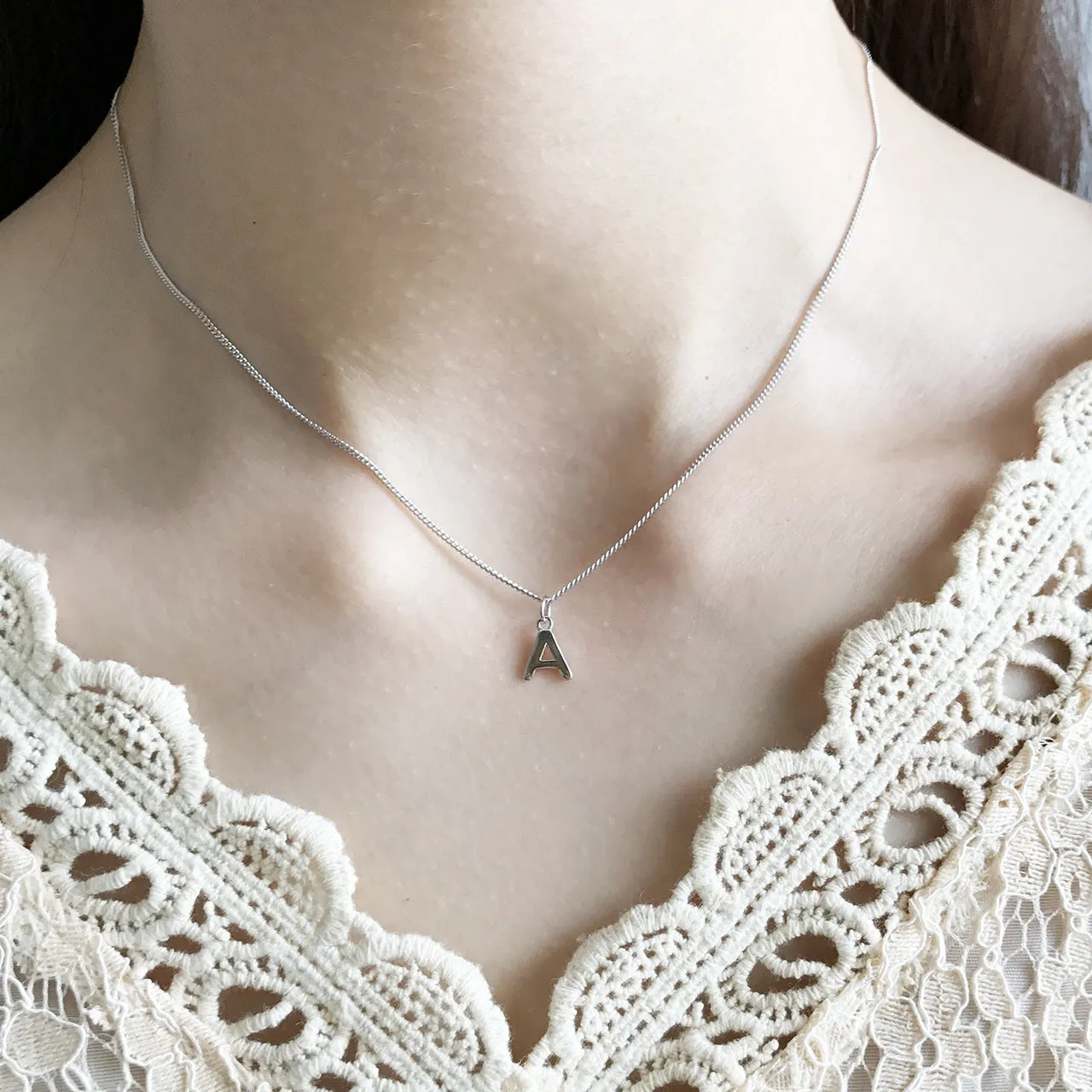 925 Sterling Silver Minimalist Letter Geometric Silver Necklaces