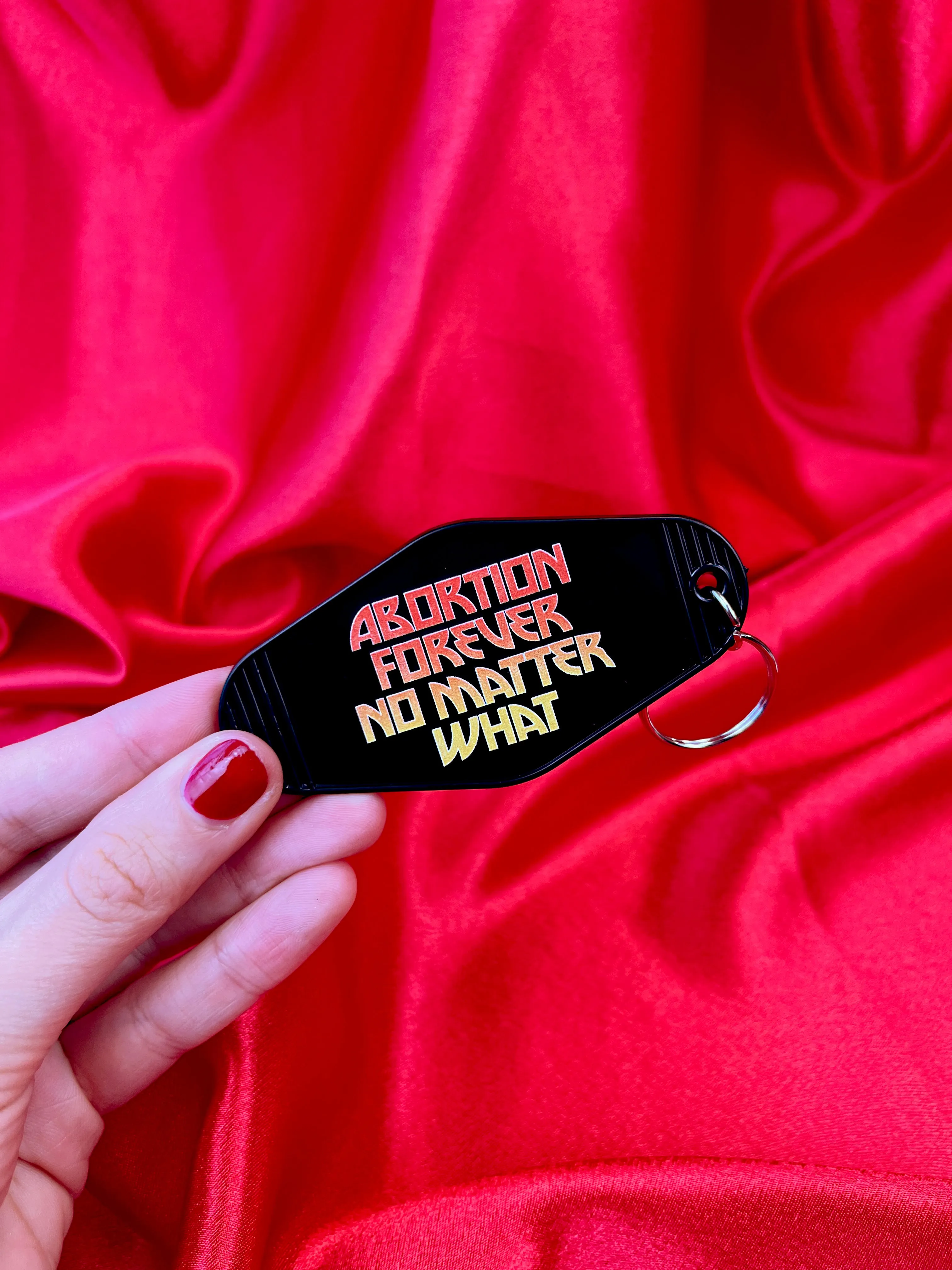 Abortion Forever Metal Motel Keychain