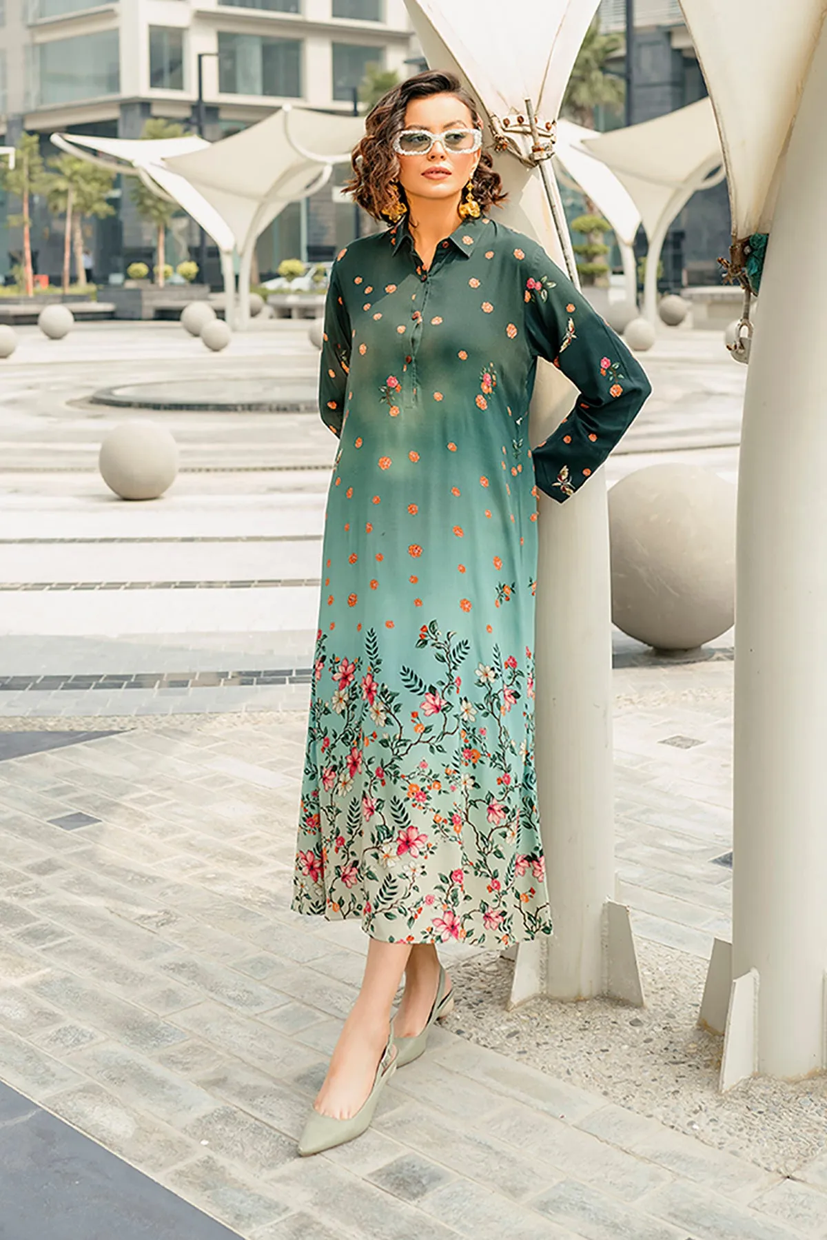 AW22-18-Printed Long Dress