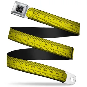 BD Wings Logo CLOSE-UP Full Color Black Silver Seatbelt Belt - Measuring Tape Inches   Centimeters Webbing