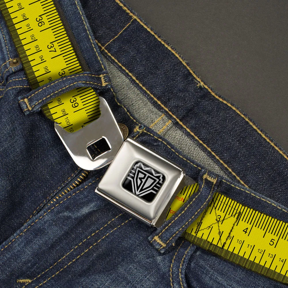 BD Wings Logo CLOSE-UP Full Color Black Silver Seatbelt Belt - Measuring Tape Inches   Centimeters Webbing