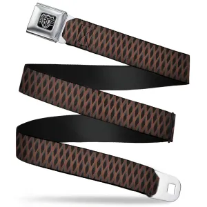BD Wings Logo CLOSE-UP Full Color Black Silver Seatbelt Belt - Mesh Black/Brown Webbing