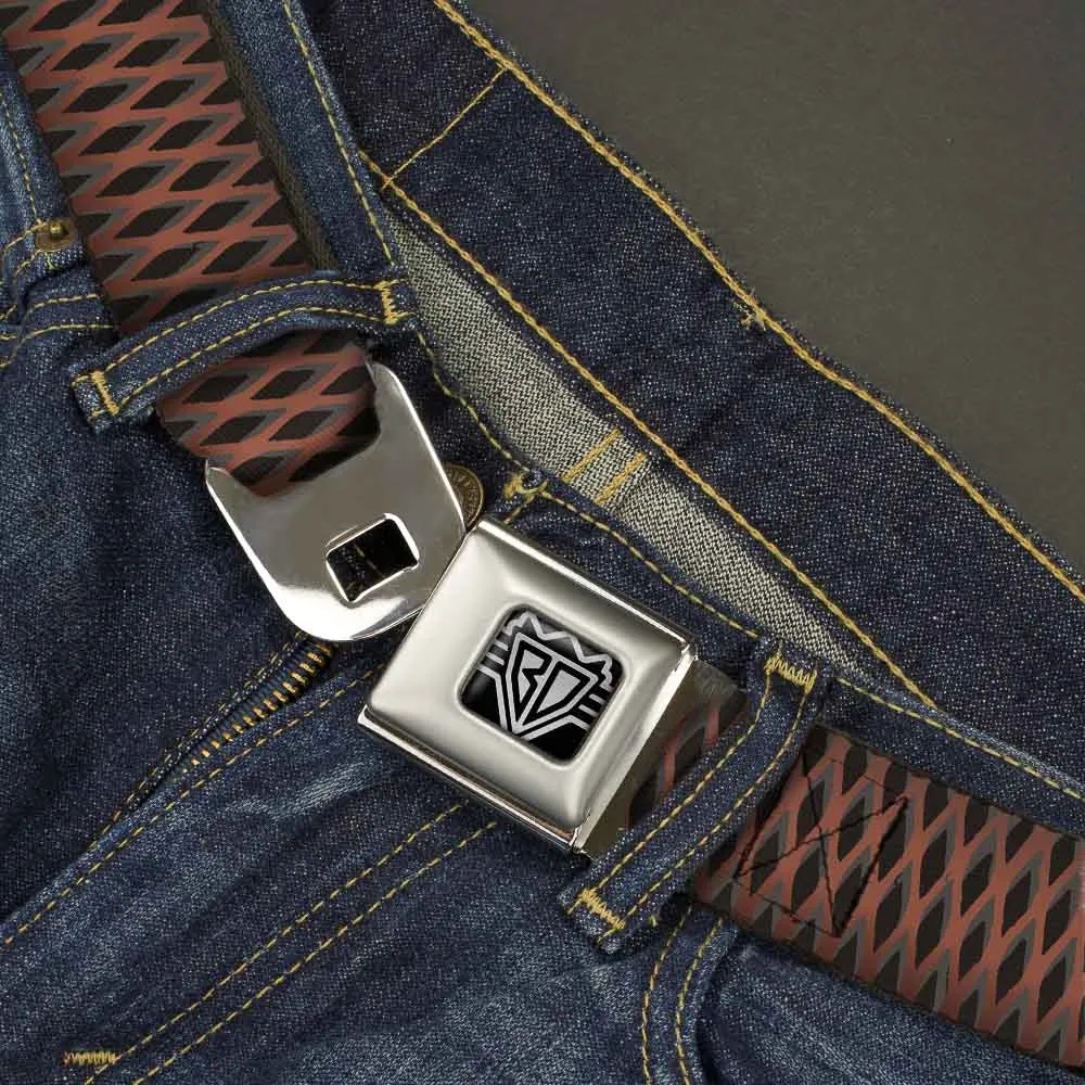 BD Wings Logo CLOSE-UP Full Color Black Silver Seatbelt Belt - Mesh Black/Brown Webbing