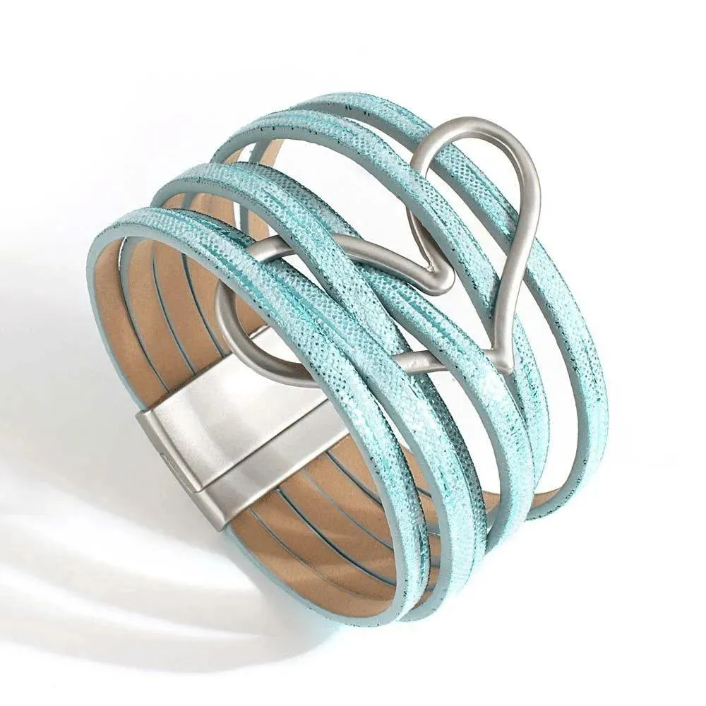 Bohemian Multi Strand Vegan Leather Magnetic Bracelet