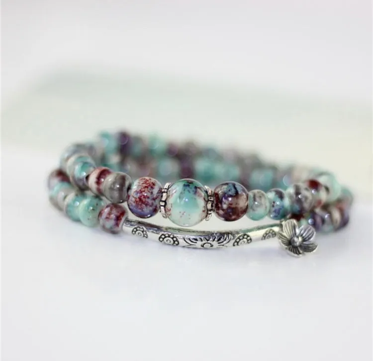 Boho Floral Stretch Wrap Bracelet
