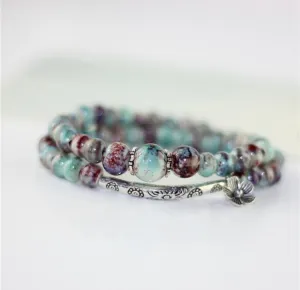Boho Floral Stretch Wrap Bracelet
