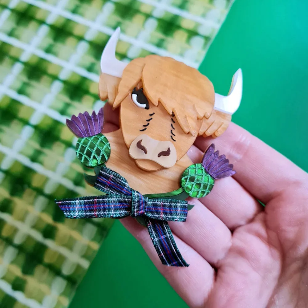 Bonnie The Highland Cow Brooch by Cherryloco