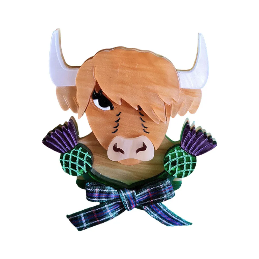 Bonnie The Highland Cow Brooch by Cherryloco