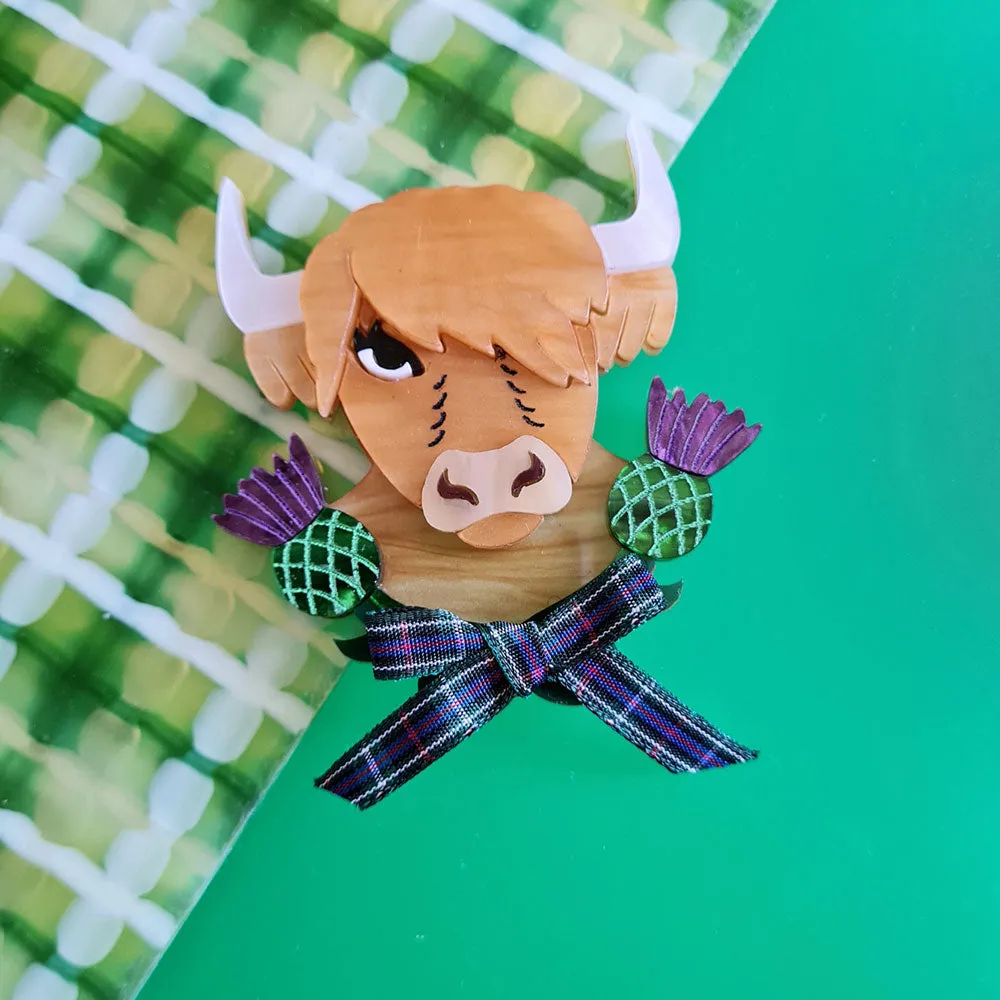 Bonnie The Highland Cow Brooch by Cherryloco