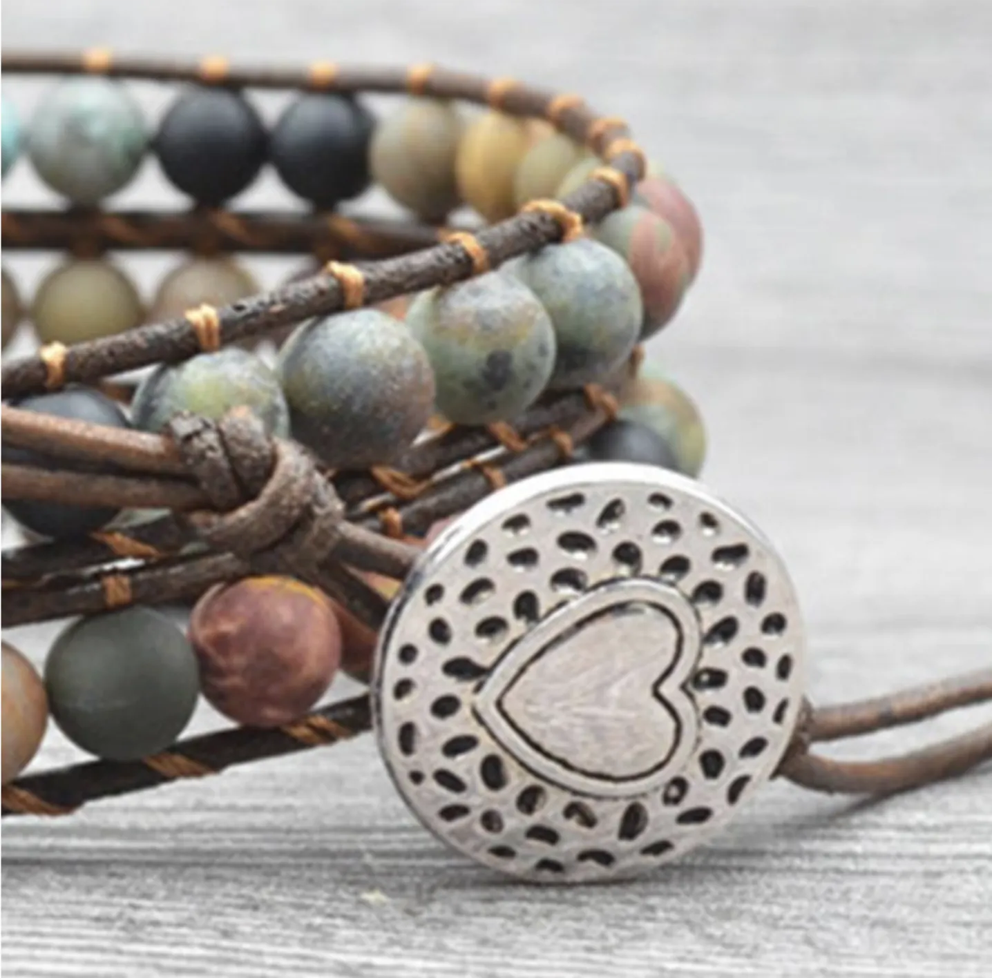 Bracelets wrap boho vintage perles agate.