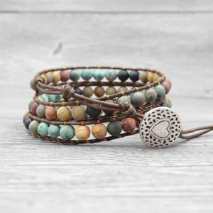 Bracelets wrap boho vintage perles agate.
