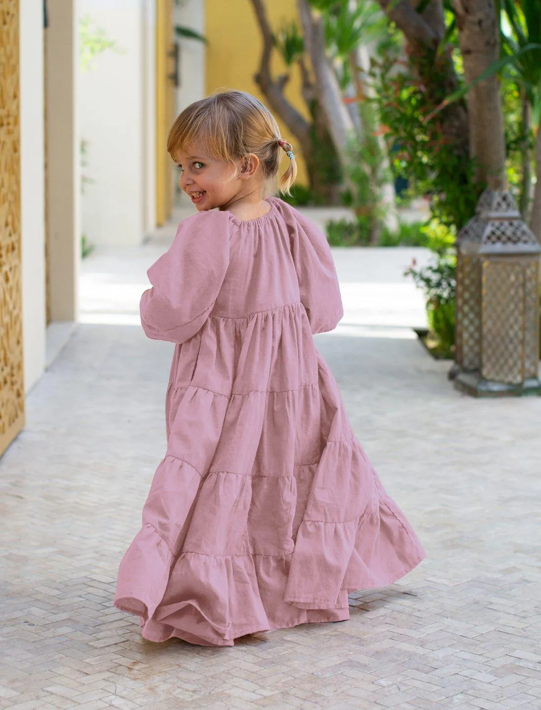 Brielle Full Sleeve Tiered Little Girls Dress
