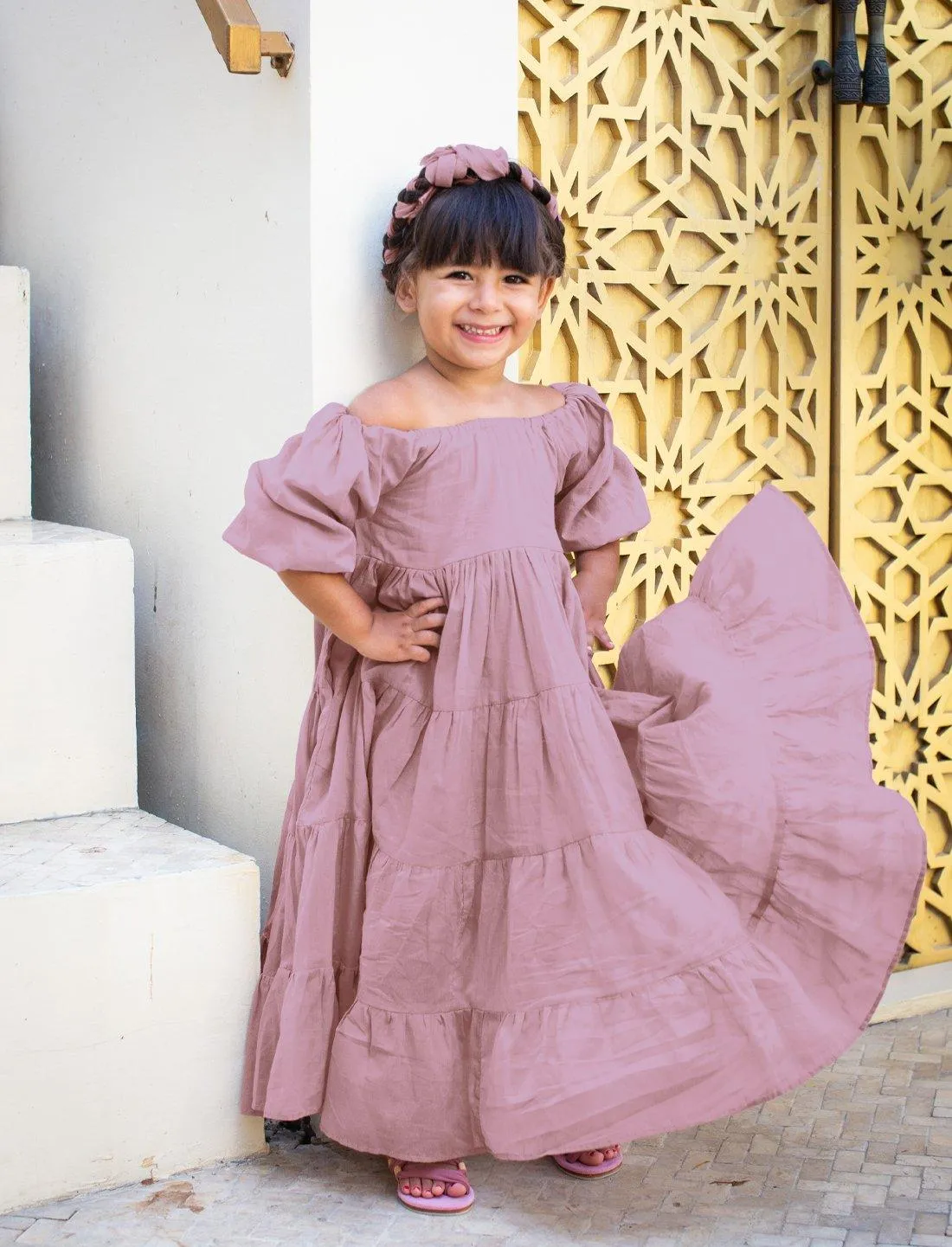 Brielle Full Sleeve Tiered Little Girls Dress