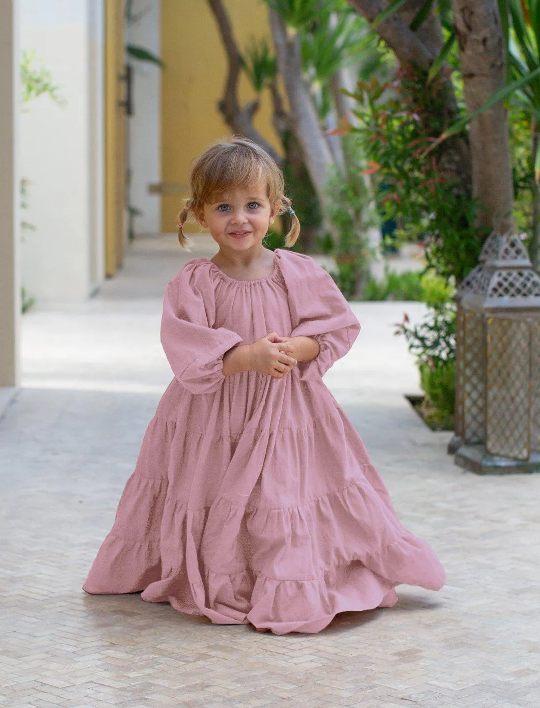 Brielle Full Sleeve Tiered Little Girls Dress