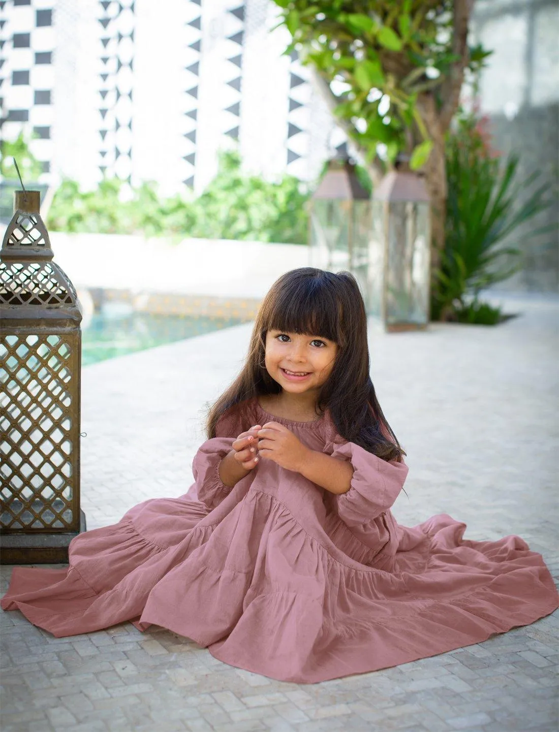 Brielle Full Sleeve Tiered Little Girls Dress