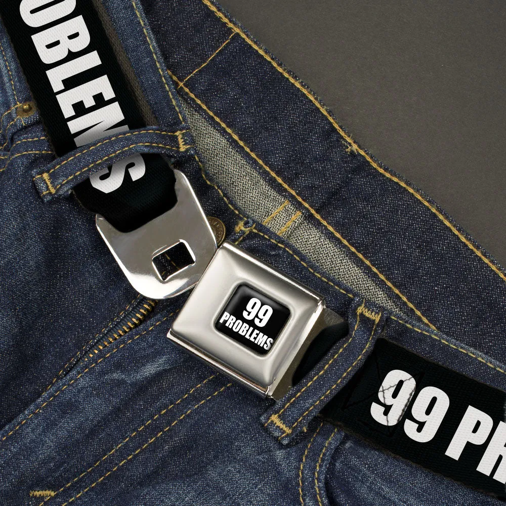 Buckle-Down 99 PROBLEMS Full Color Black/White Seatbelt Belt - 99 PROBLEMS Black/White Webbing