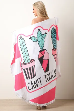 Cactus Fringe Circular Cover Up Blanket