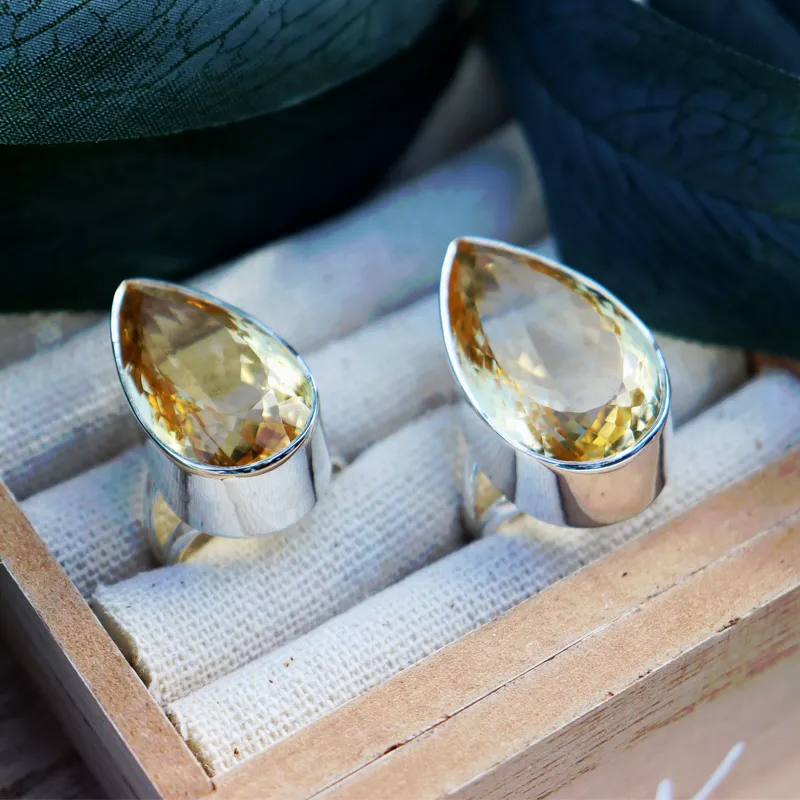 Citrine Teardrop Chunky Gemstone Ring