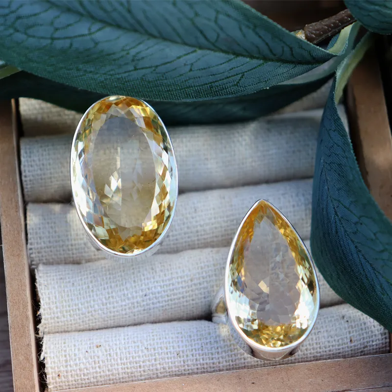 Citrine Teardrop Chunky Gemstone Ring