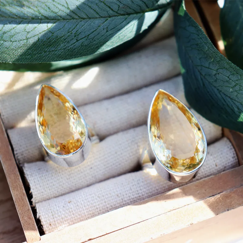 Citrine Teardrop Chunky Gemstone Ring