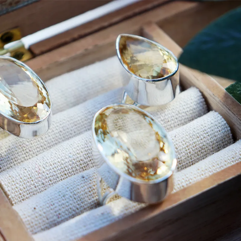 Citrine Teardrop Chunky Gemstone Ring