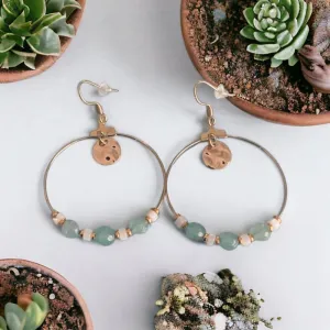 Clover Bohemian Creoles with Stamps and Pearls Earring | Women's Jewellery | Gold Creoles | Gold Jewellery | Gift Jewelry | Women's Gift | Bohemian jewel
