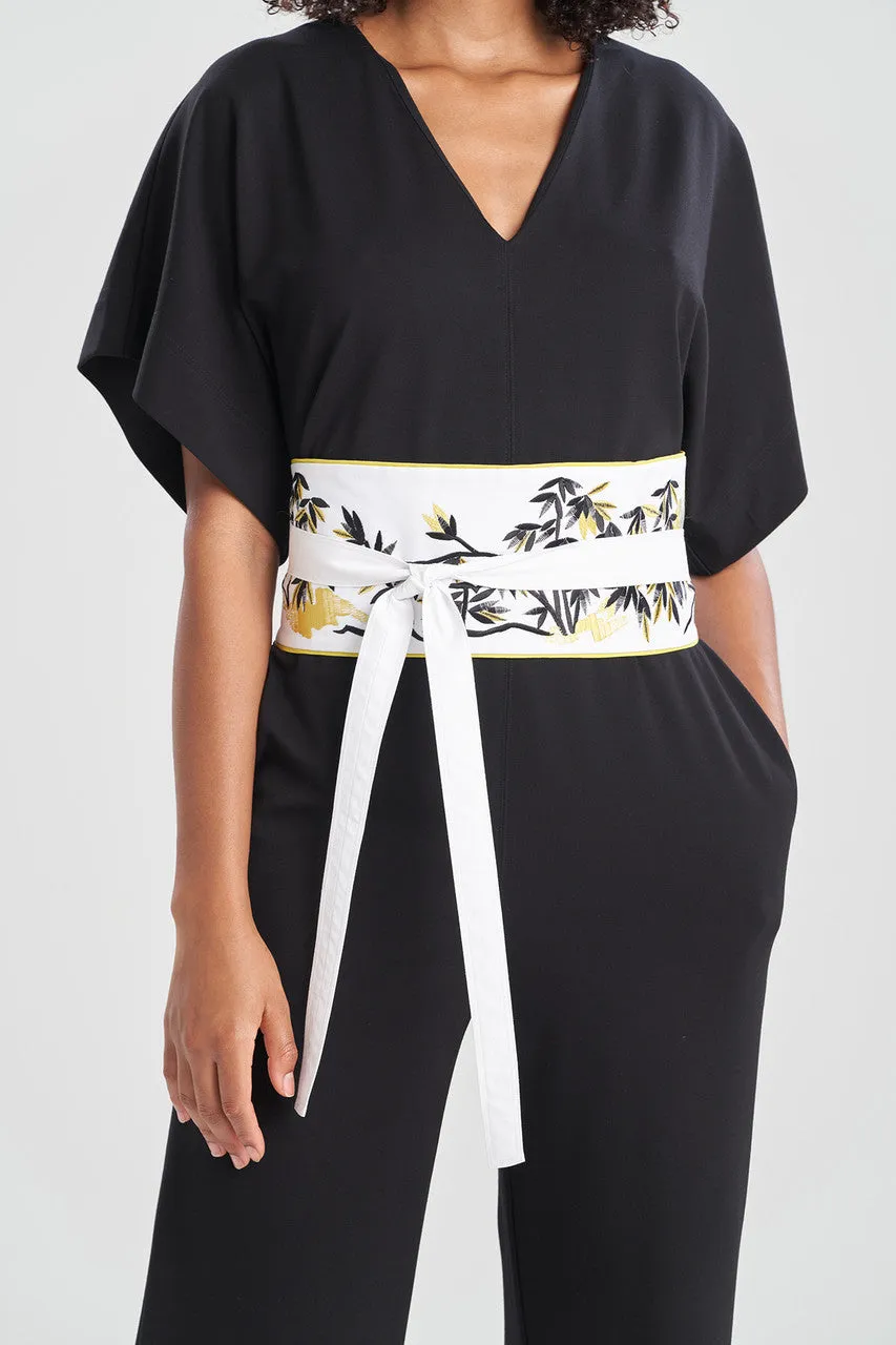 Cotton Poplin Embroidered Obi Belt