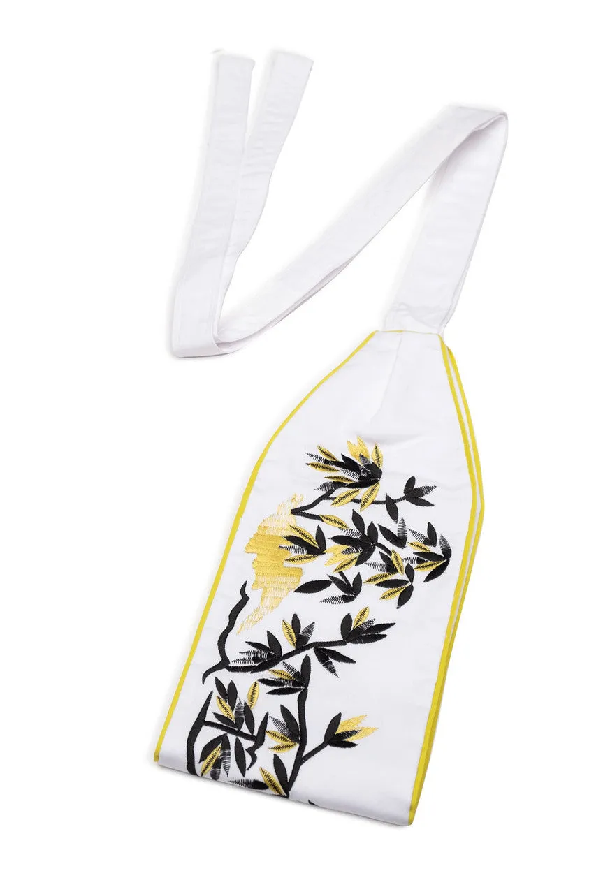 Cotton Poplin Embroidered Obi Belt