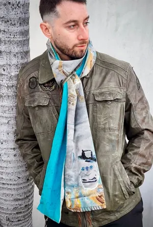 COWBOYS and DEMONS - "STAR WARS" C-3PO SCARF with Hand Applied Acrylic Accents
