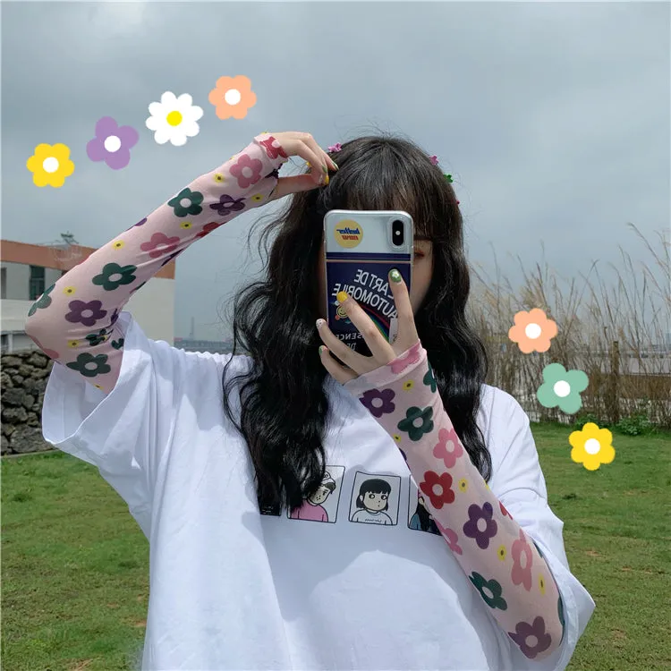 CUTE SUMMER ''FLOWER'' ICE-SILK SLEEVE GLOVES BY16002