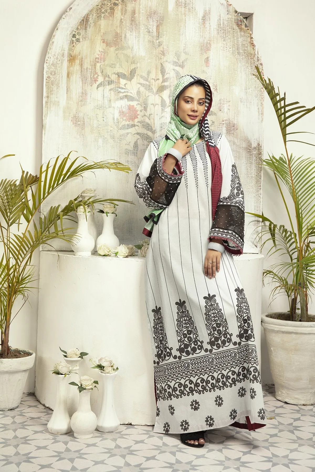 DE20-20 Printed Stitched Fustaan  1PC