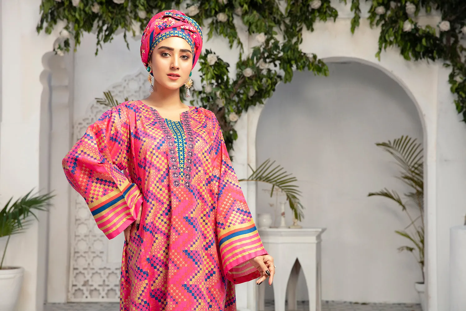 DE20-26 Printed Embroidered Stitched Fustaan  1PC