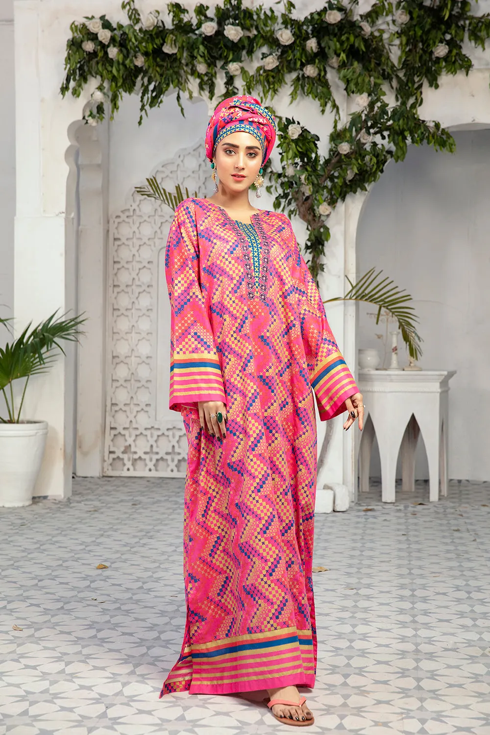 DE20-26 Printed Embroidered Stitched Fustaan  1PC