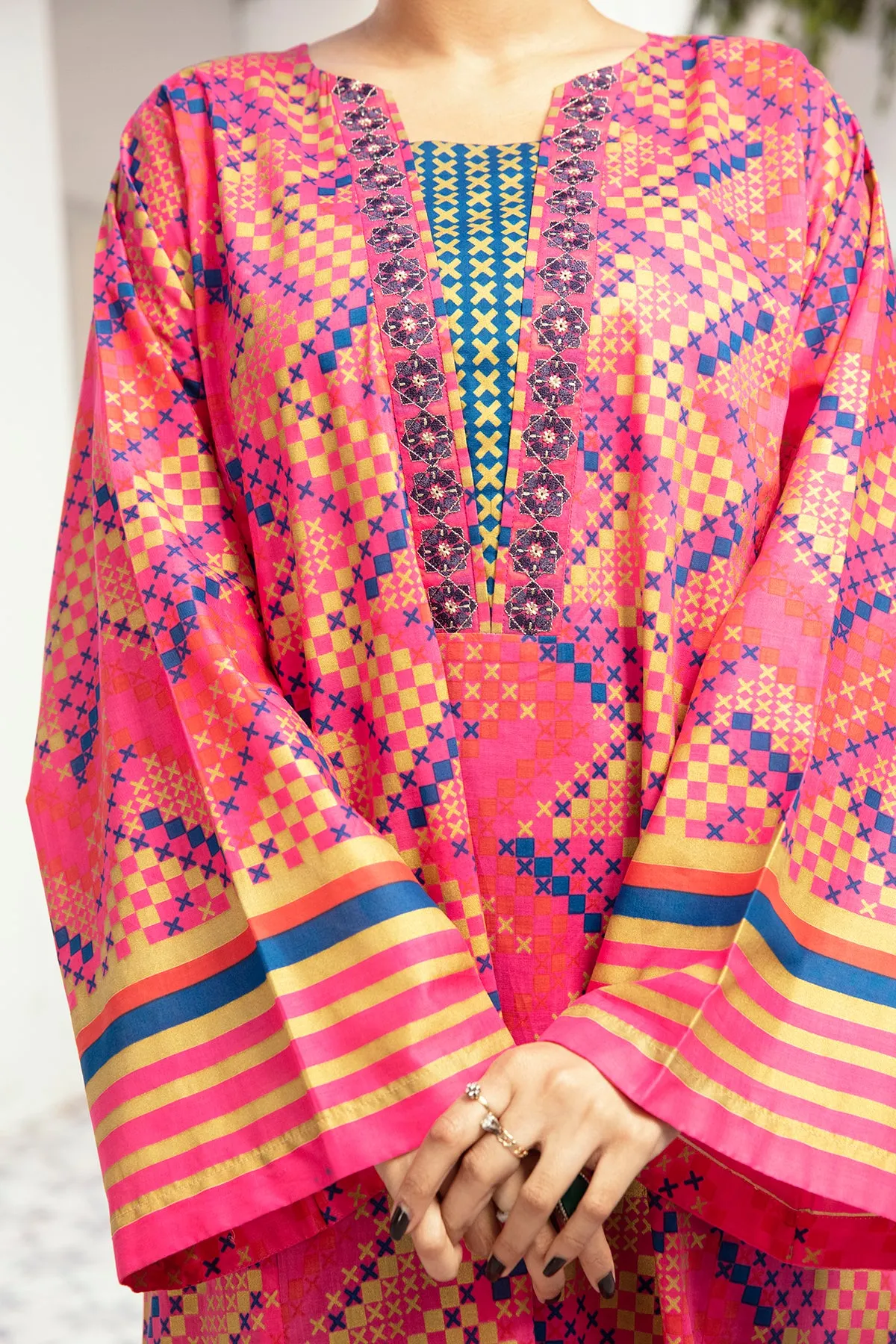 DE20-26 Printed Embroidered Stitched Fustaan  1PC