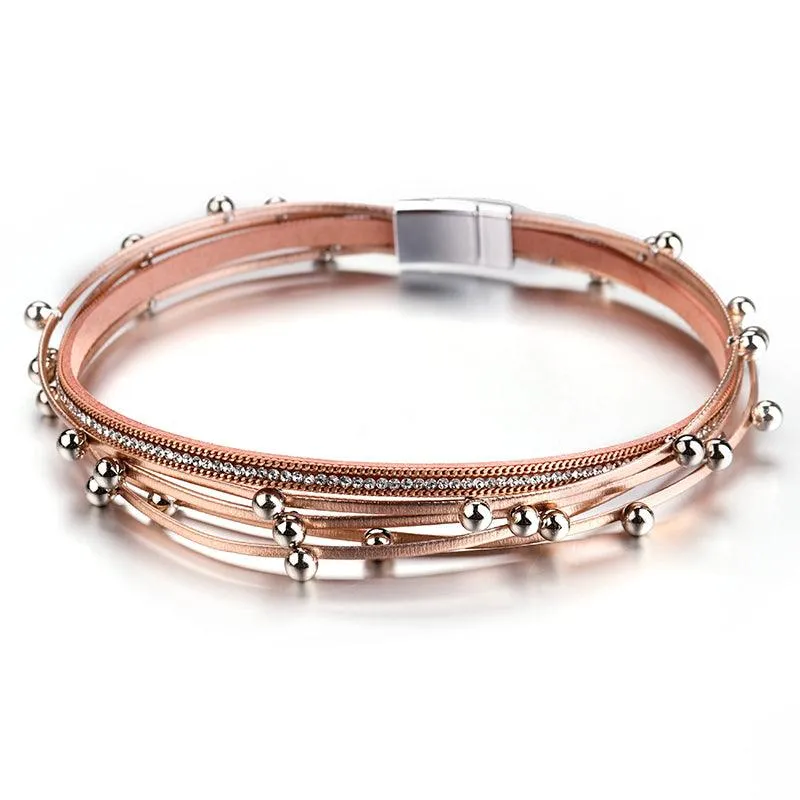'Dhindha' Rhinestones & Beads Wrap Bracelet - silver