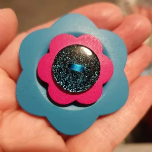 Flower Button Stack Brooches - by Lucy Jackson