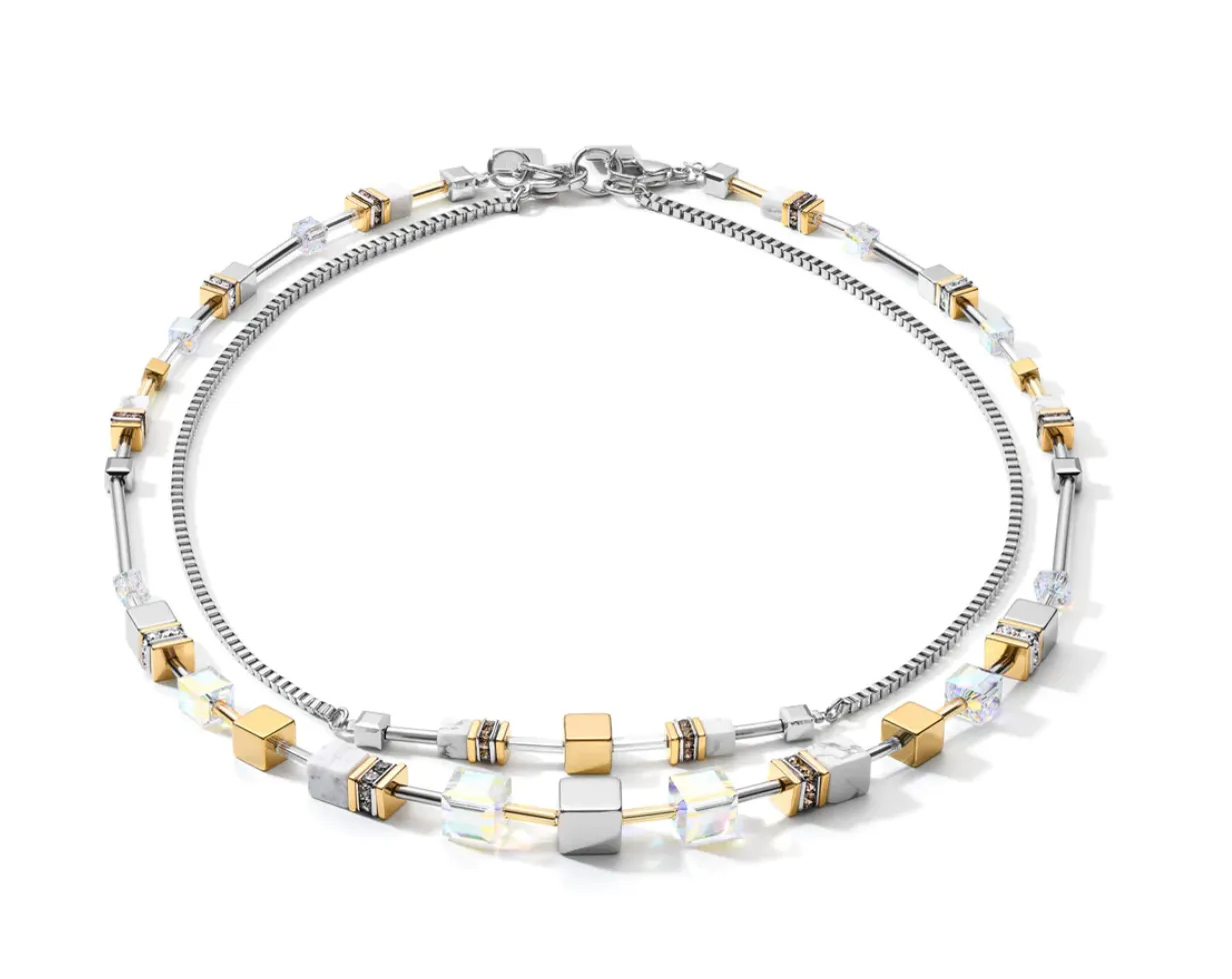 Geo Cube 4 in 1 Multi Gold, Howlite &  Titanium Set