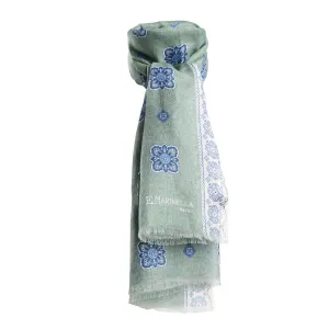 GREEN COTTON AND LINEN SCARF
