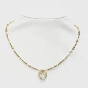 Heather   Heart FWP Bead Choker | 14K Gold Filled