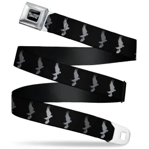 HOLLYWOOD UNDEAD Text Logo Full Color Black/White Seatbelt Belt - Hollywood Undead Dove & Grenade Icon Black/Grays Webbing