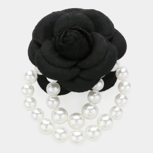 iLLASPARKZ Felt Rose Pointed Pearl Embellished Pin Brooch