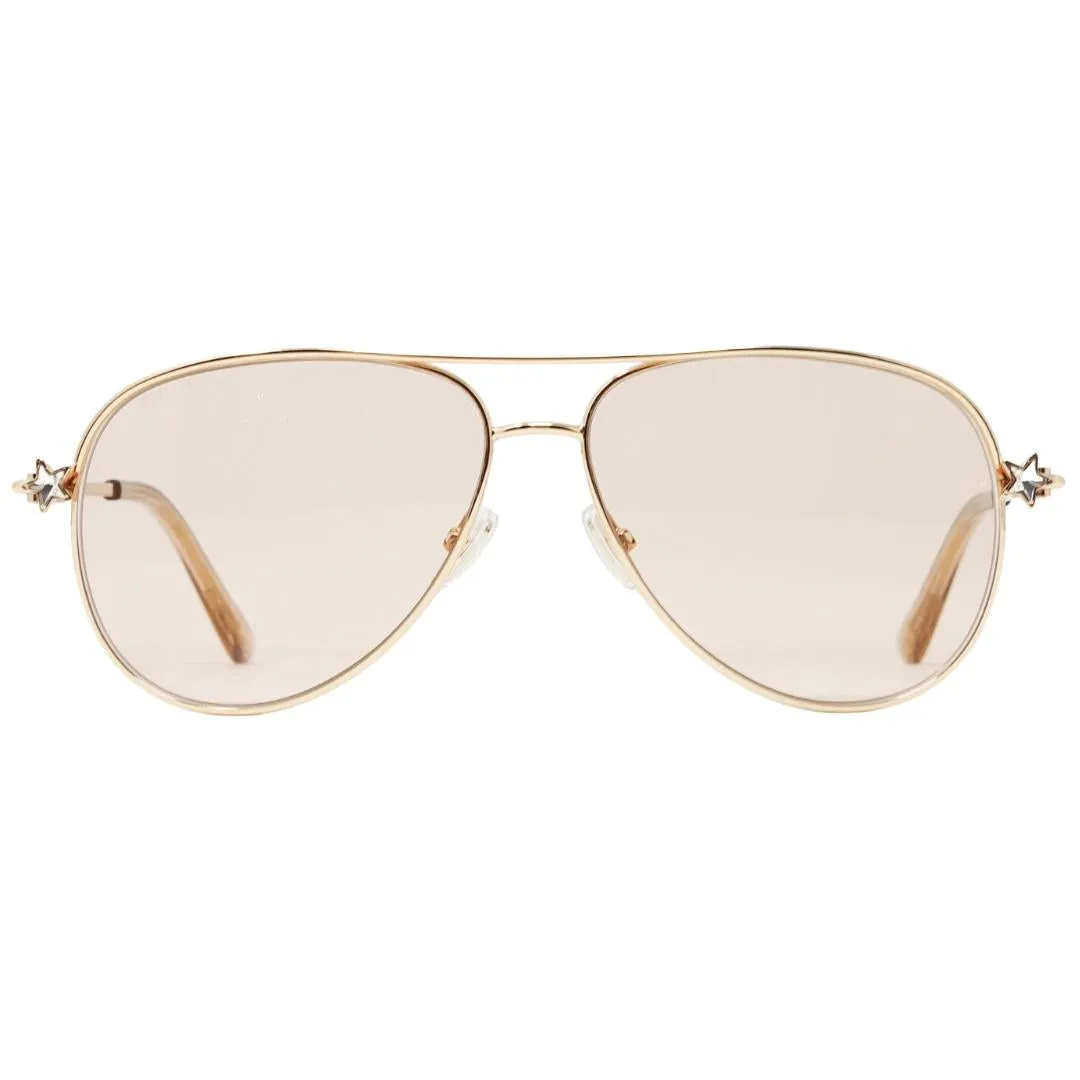 Jimmy Choo Pink Lens Sansa Gold Sunglasses